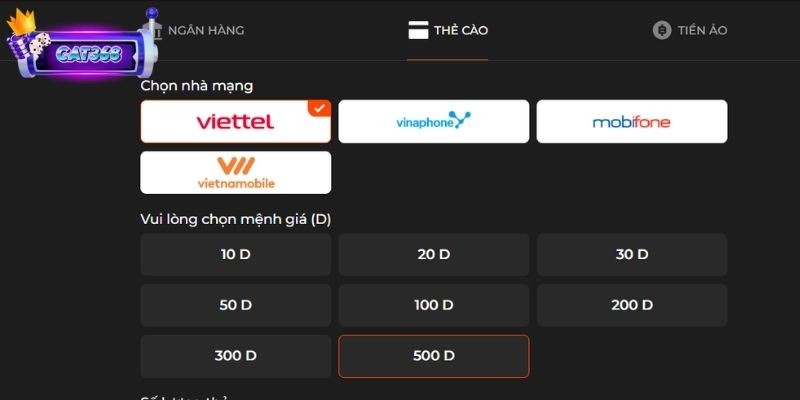 Thực hiện rút tiền thông qua đổi thẻ cào nhanh chóng